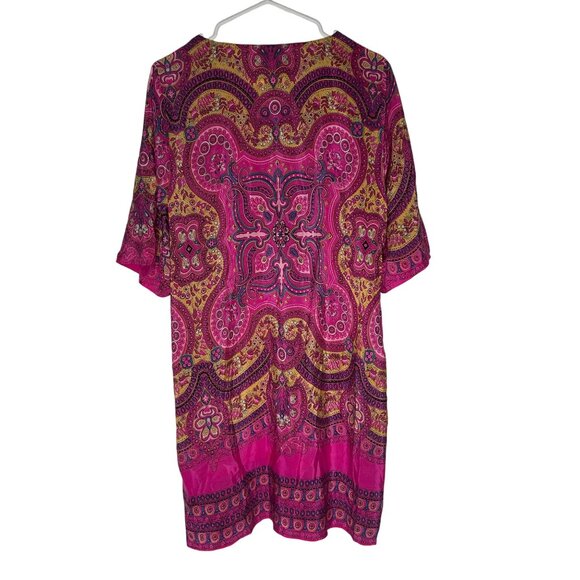 Calypso St. Barth Pink Paisley Print Silk Shift Dress Size M - Picture 5 of 5